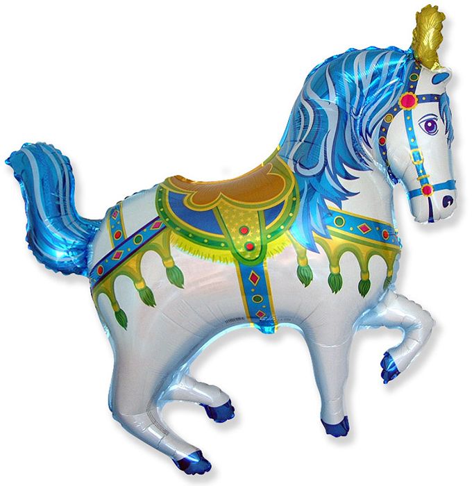 Нарядная лошадь (синяя), фольгированный шар