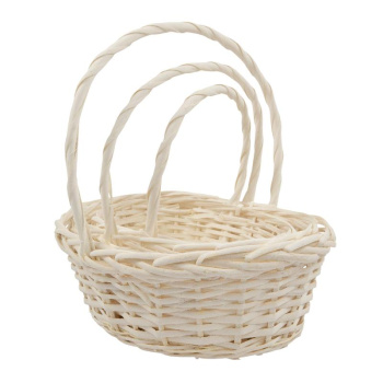 Набор корзин плетеных с ручкой 3 в 1. Ива, белый