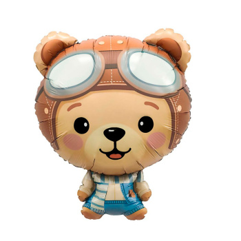 Медведь пилот в упаковке, фольгированный шар