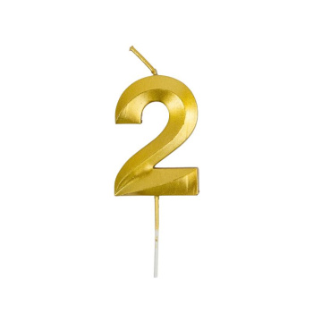 Свеча тортовая цифра 2 на шпажке "Витые" Золото