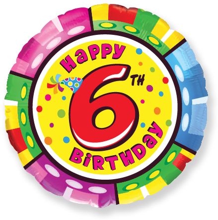 Цифра "6" С Днем рождения, фольгированный шар