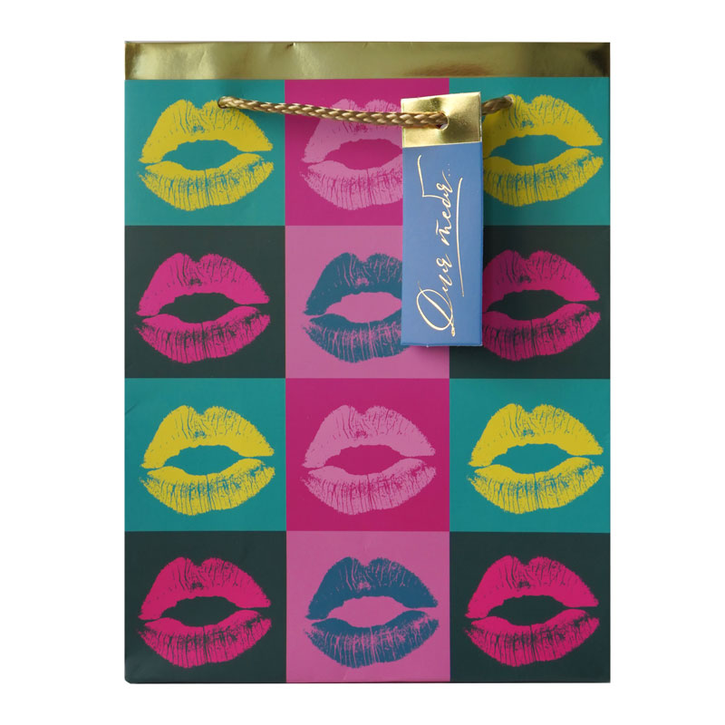 Пакет подарочный "Поцелуи" Тиснение фольгой