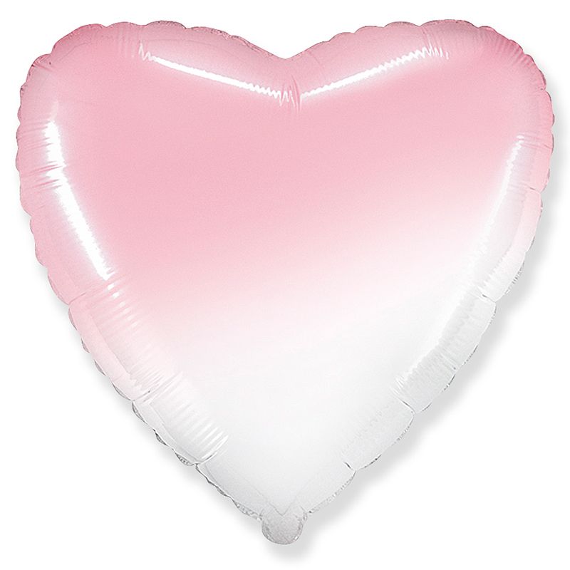 Сердце Бело-розовый градиент / White-Pink gradient, фольгированный шар