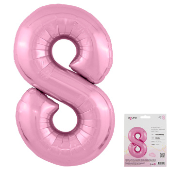 Цифра 8 Фламинго SLIM в упаковке, фольгированный шар