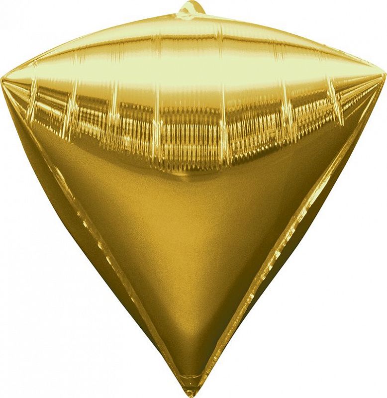 Алмаз 3D Золото / Gold, 3 шт., фольгированный шар