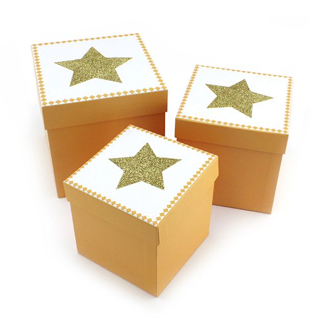 Набор подарочных коробок 3 в 1 "Золотая звезда" с глиттером