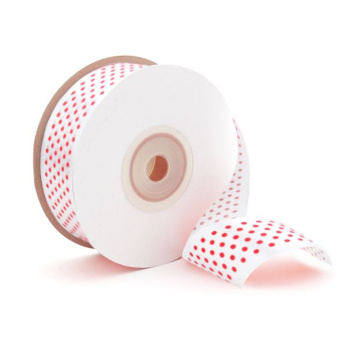 Лента Атлас Белый в красный горох