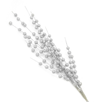 Ветка с ягодами искусственная Серебряная