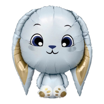 Милый голубой зайка в упаковке, фольгированный шар