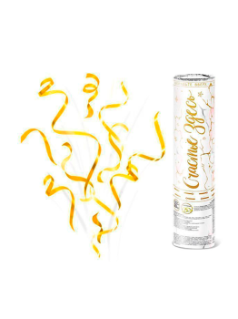 Пневмохлопушка "Счастье здесь" Серпантин с золотой печатью