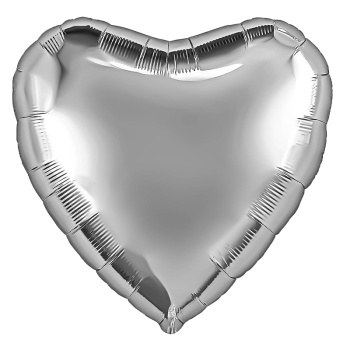 Сердце Серебро, фольгированный шар