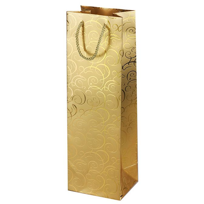 Пакет подарочный "Классика" Золото с вензелями. Тиснение фольгой