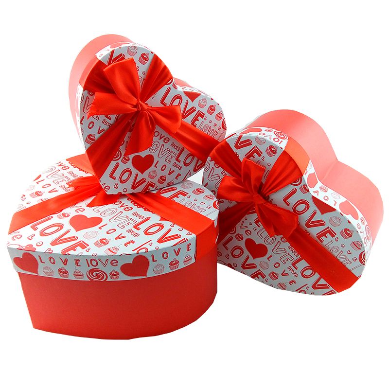 Набор подарочных коробок 3 в 1 "С любовью. Love" Красный с бантом