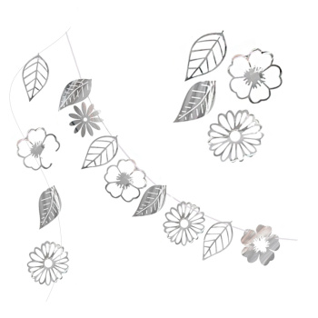 Гирлянда бумажная фигурная "Листья" Серебро