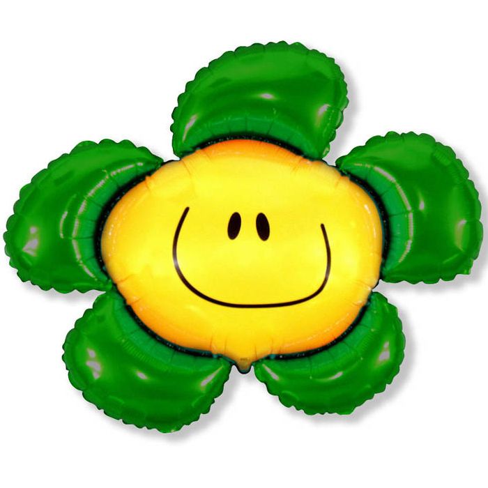 Цветочек зеленый (солнечная улыбка) мини, фольгированный шар