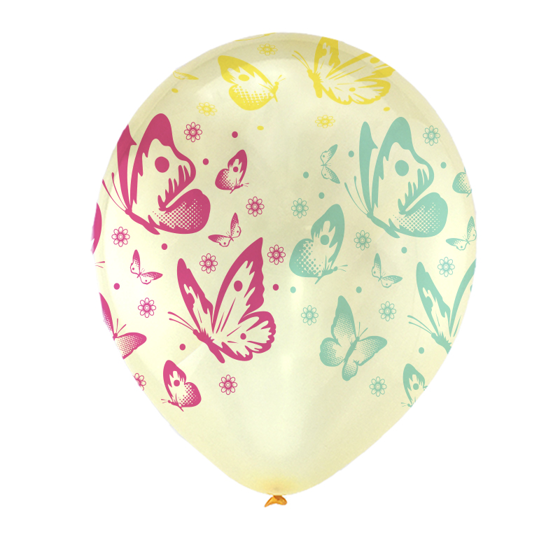 Цветы и бабочки, Ассорти Кристальные шары, Латексный шар