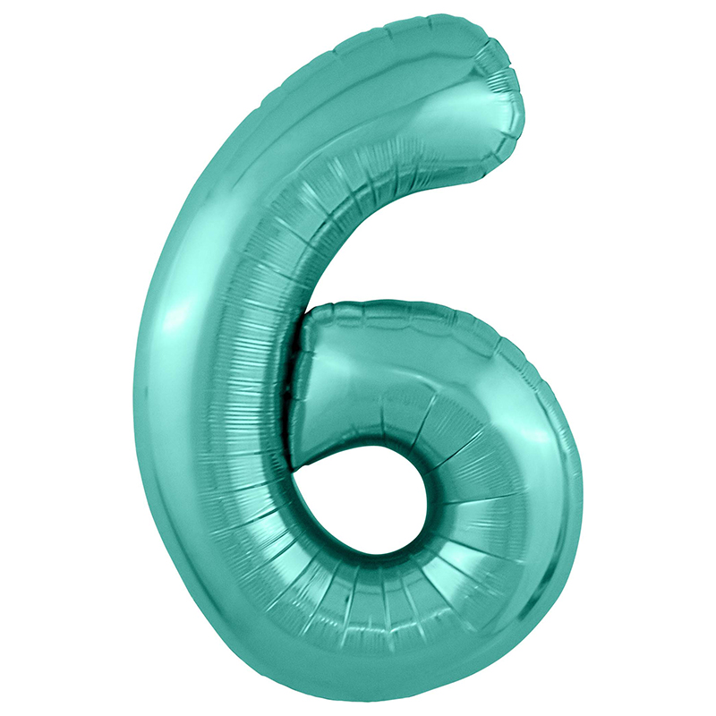 Цифра 6 Бискайский зеленый Slim в упаковке, фольгированный шар