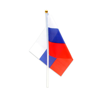 Флаг Россия 14*21 см с флагштоком / 12 шт. /