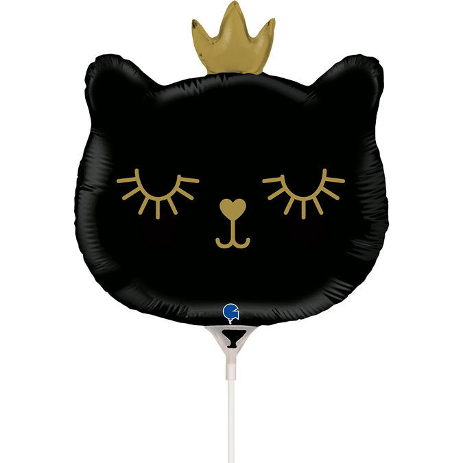 Котенок принцесса. Черный мини, фольгированный шар