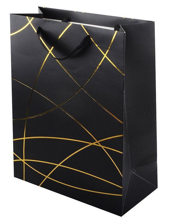 Пакет подарочный "Классика" Черный с золотым тиснением