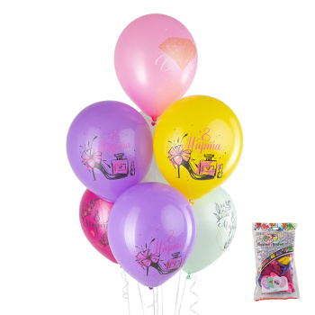 8 марта Нежность, Ассорти Пастель 2 ст. 2 цв., латексный шар