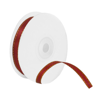 Лента Атлас Роскошный красный с золотой нитью