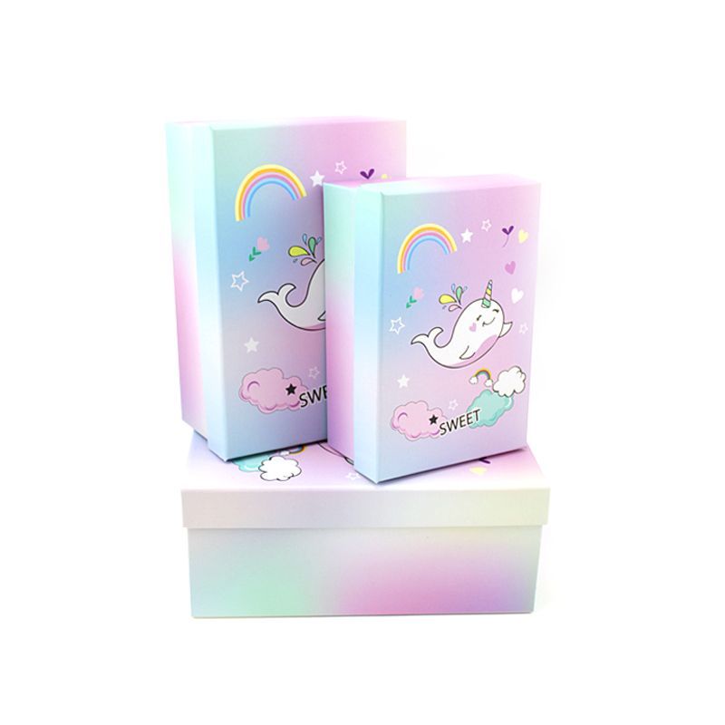 Набор подарочных коробок 3 в 1 "Радужный нарвал"