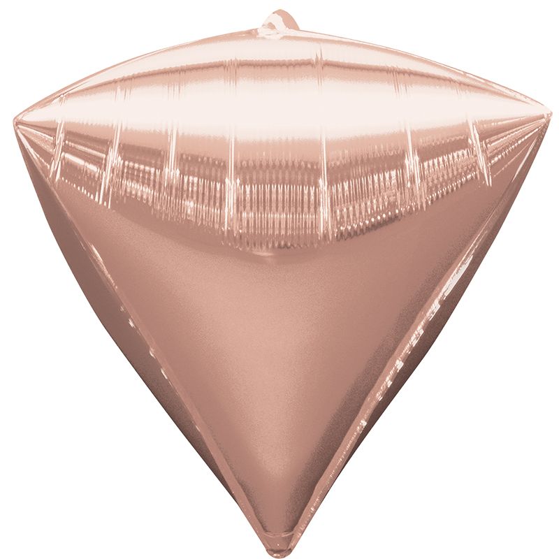 Алмаз 3D Роза Голд в упаковке / Rose Gold, 3 шт., фольгированный шар