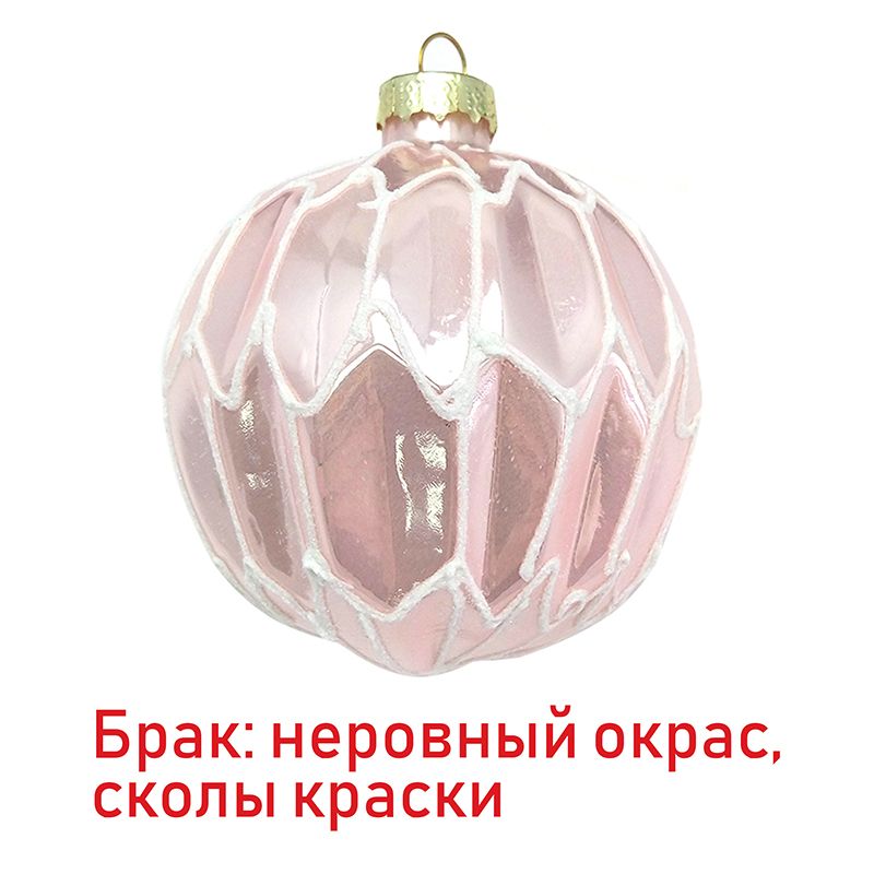 Новогодний стеклянный шар "Соты" Розовое Золото УЦЕНКА