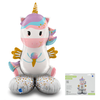 Единорог на подставке в упаковке, фольгированный шар