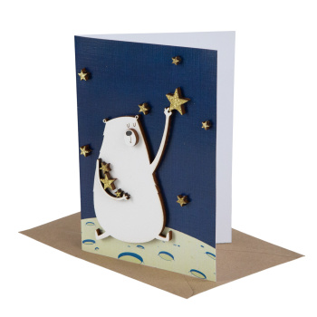 Открытка Медведь и звёзды. Ручная работа