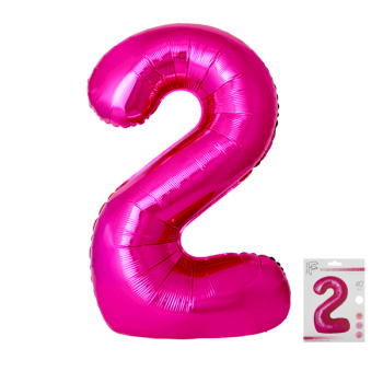 Цифра 2 Фуксия SLIM в упаковке, фольгированные шары