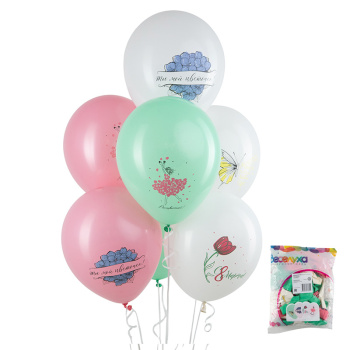 С 8 марта, ассорти пастель, латексный шар
