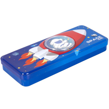 Пенал металлический, с таблицей умножения, "Space travel. Космонавт", синий