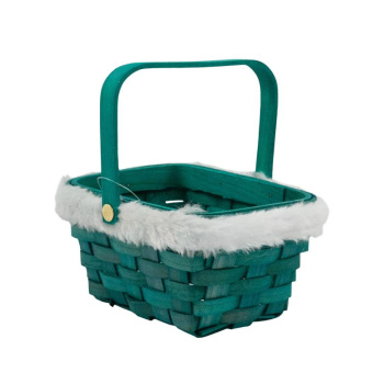 Корзина плетеная с ручкой. Секвойя, зеленая