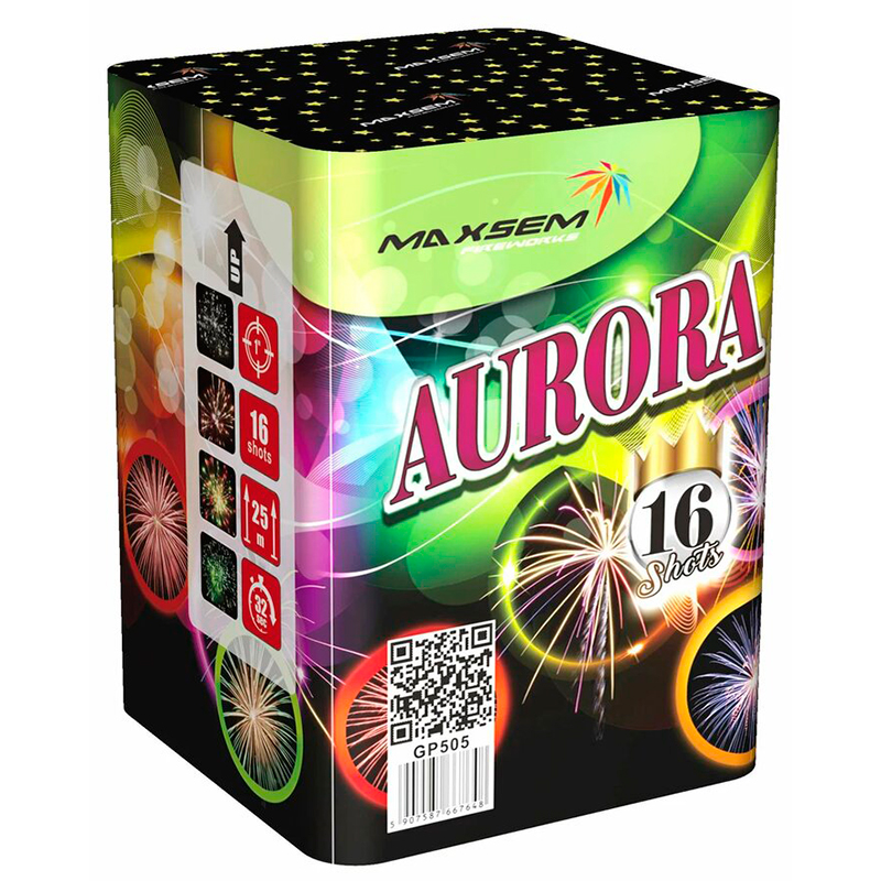 Батарея салютов "Аврора" 1" 16 выстр, 30 сек. 4 эффекта УЦЕНКА