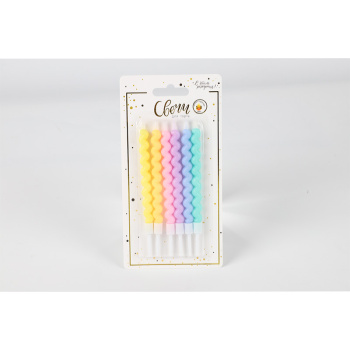 Свечи тортовые классические "Волна" Пастель разноцветная с держателями