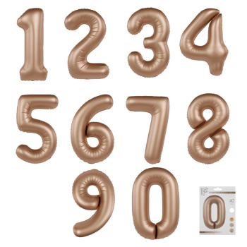 Цифра 0 Латте сатин матовый SLIM в упаковке, фольгированные шары