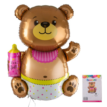 Мишка-малышка в упаковке, фольгированный шар