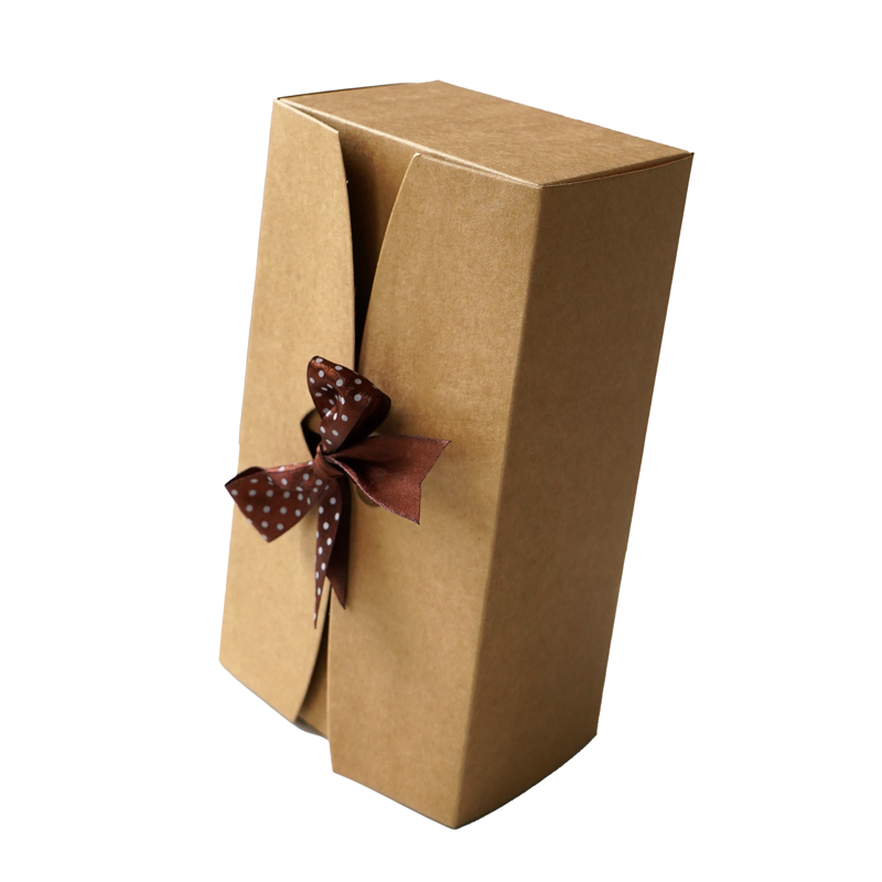 Коробка складная подарочная Крафт с лентой