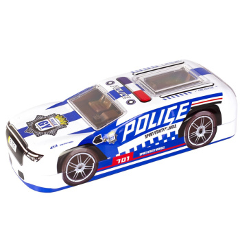 Пенал металлический машина, с таблицей умножения, "Police", белый