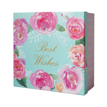 Подарочная коробка "Розы для тебя" Тиснение фольгой, квадрат 