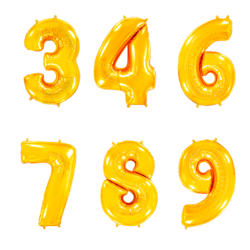 Цифры Золото / Three, фольгированные шары
