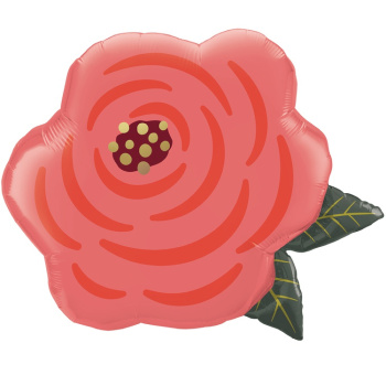 Роза пионовидная в упаковке, фольгированный шар