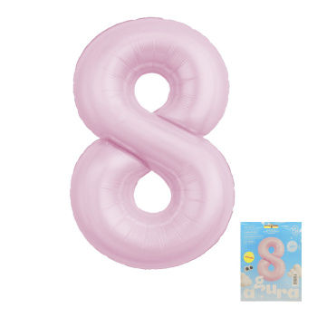 Цифра 8 Зефирный SLIM в упаковке, фольгированный шар