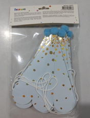 Колпак с помпоном голубой "Точки золотые"