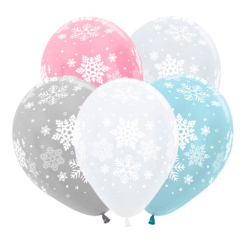 Снежинки, Ассорти Металл, латексный шар
