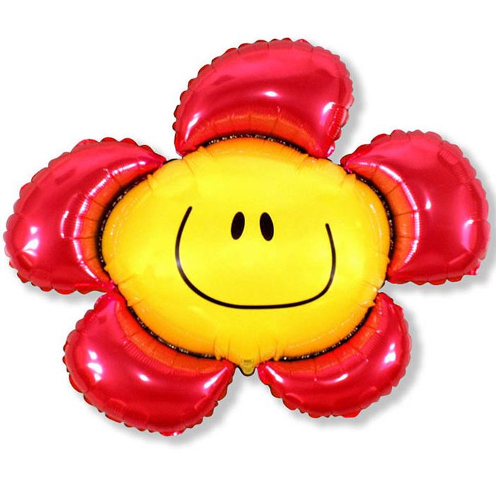 Цветочек красный (солнечная улыбка), фольгированный шар