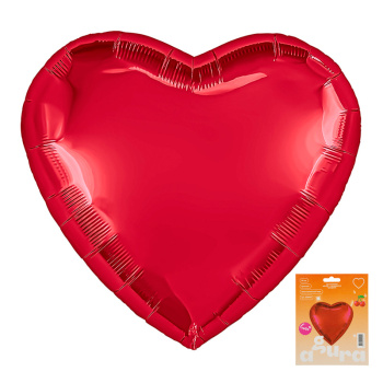 Сердце Красный в упаковке, фольгированный шар