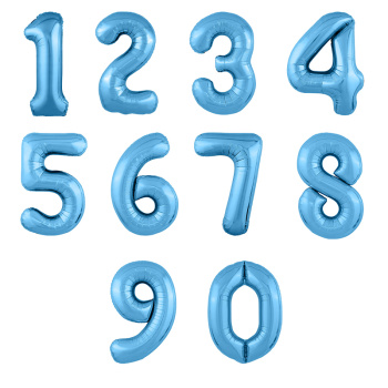 Цифра 0 Голубая SLIM в упаковке, фольгированные шары